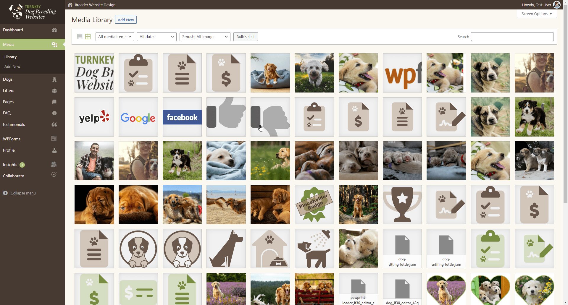 Turnkey Dog Breeding Websites - Media Library - Screenshot