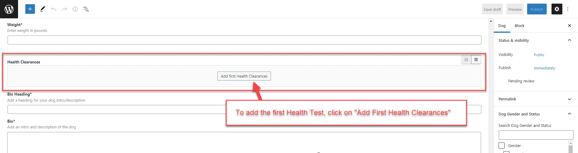 Dogs - Add First Health Clearance - Screenshot