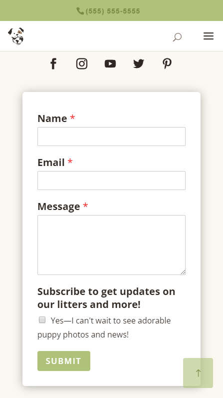 Mobile Screenshot - Contact page form