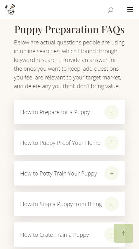 Mobile Screenshot - Prepare for Puppy FAQs